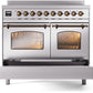 Ilve UPDI406NMPSSB Nostalgie Ii 40 Inch Electric Freestanding Range In Stainless Steel With Bronze Trim