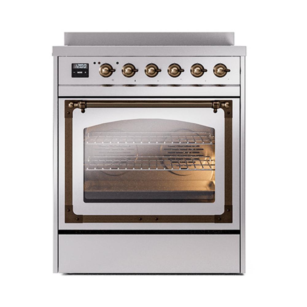 Ilve UNI304NMPSSB Ilve Uni304Nmpssb Nostalgie Ii Noblesse 30" Induction Range (Triple Glass Door, Stainless Steel, Burnished)