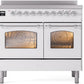 Ilve UPDI406NMPWHC Nostalgie Ii 40 Inch Electric Freestanding Range In White With Chrome Trim