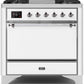 Ilve UM09FDQNS3WHCLP Majestic Ii 36 Inch Dual Fuel Liquid Propane Freestanding Range In White With Chrome Trim