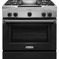 Kitchenaid KDRS463VBK 36'' 4-Burner With Griddle, Dual Fuel Freestanding Range, Commercial-Style - Imperial Black