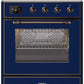 Ilve UMI30NE3MBB Majestic Ii 30 Inch Electric Freestanding Range In Blue With Bronze Trim