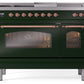 Ilve UP48FSNMPEGP Nostalgie Ii 48 Inch Dual Fuel Natural Gas Freestanding Range In Emerald Green With Copper Trim