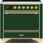 Ilve UMI09QNS3EGG Majestic Ii 36 Inch Electric Freestanding Range In Emerald Green With Brass Trim