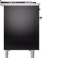 Ilve UP48FNMPBKCLP Nostalgie Ii 48 Inch Dual Fuel Liquid Propane Freestanding Range In Glossy Black With Chrome Trim