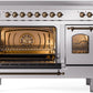 Ilve UPI486NMPSSB Nostalgie Ii 48 Inch Electric Freestanding Range In Stainless Steel With Bronze Trim