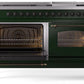 Ilve UP60FNMPEGB Nostalgie Ii 60 Inch Dual Fuel Natural Gas Freestanding Range In Emerald Green With Bronze Trim