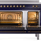 Ilve UPI486NMPMBB Nostalgie Ii 48 Inch Electric Freestanding Range In Blue With Bronze Trim