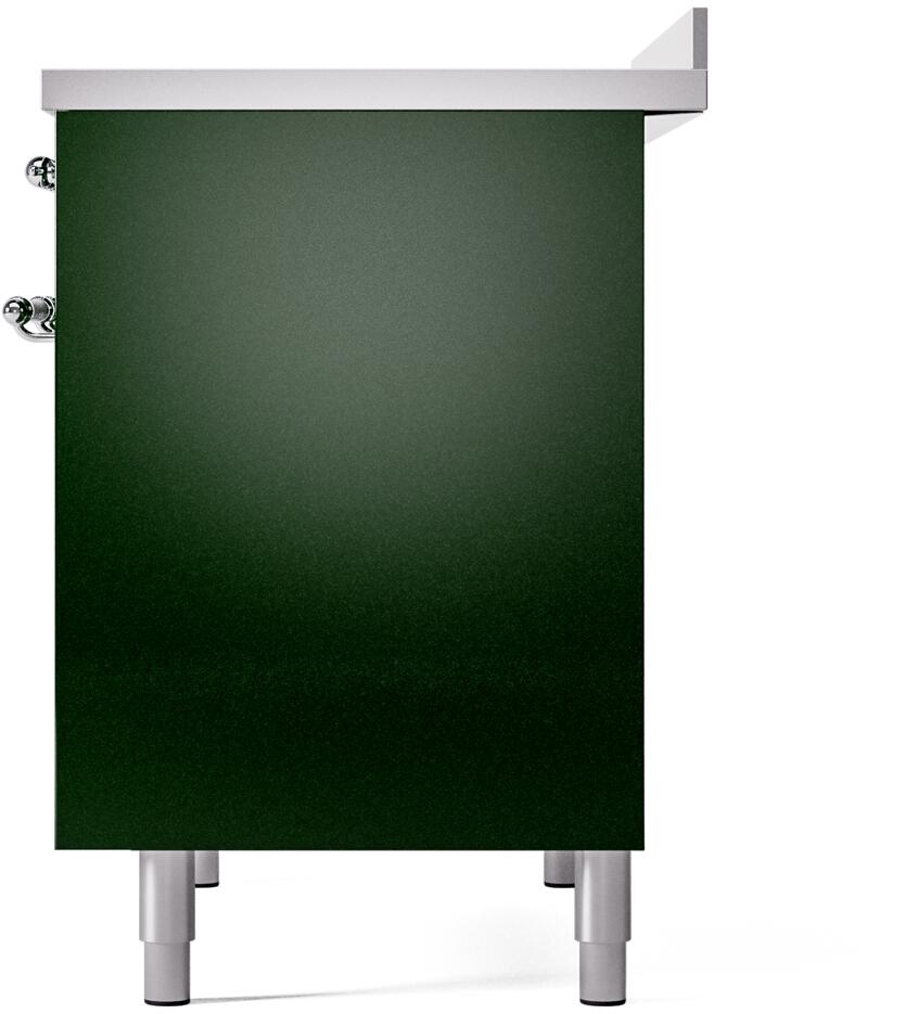 Ilve UPDI406NMPEGC Nostalgie Ii 40 Inch Electric Freestanding Range In Emerald Green With Chrome Trim