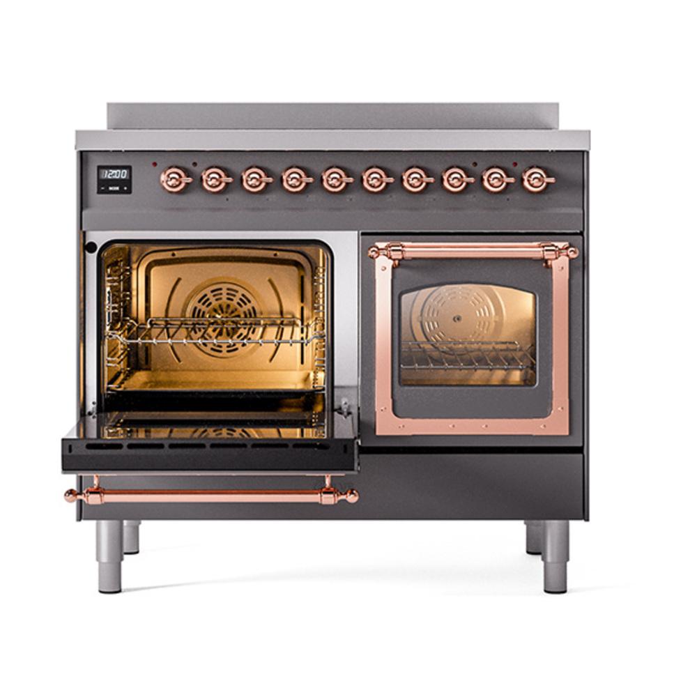 Ilve UNDI406NMPMGP Ilve Undi406Nmpmgp Nostalgie Ii Noblesse 40" Induction Range (Triple Glass Door, Graphite Matte, Copper)