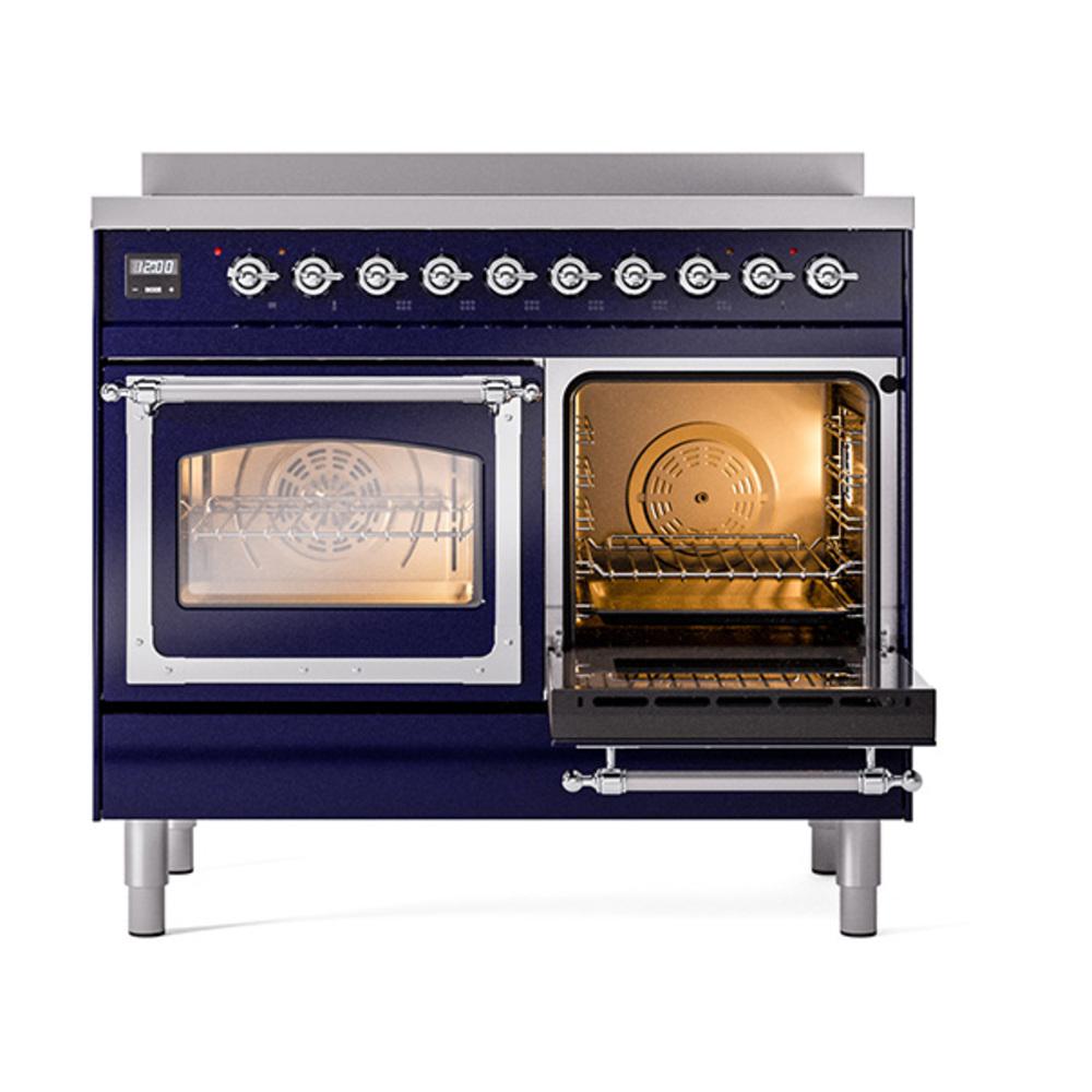 Ilve UNDI406NMPMBC Ilve Undi406Nmpmbc Nostalgie Ii Noblesse 40" Induction Range (Triple Glass Door, Midnight Blue, Chrome)