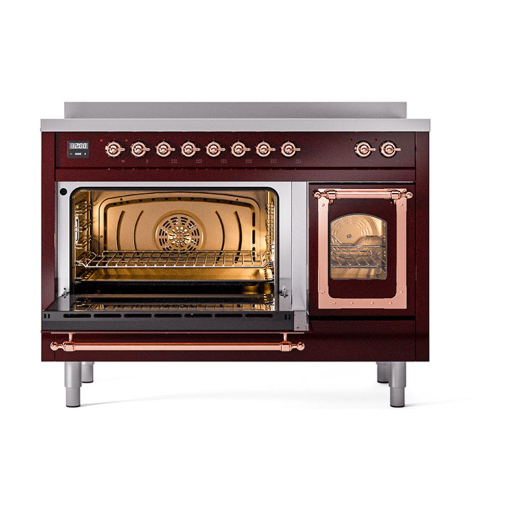 Ilve UNI486NMPBUP Ilve Uni486Nmpbup Nostalgie Ii Noblesse 48" Induction Range (Triple Glass Door, Burgundy, Copper)