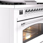 Ilve UP36FNMPWHCLP Nostalgie Ii 36 Inch Dual Fuel Liquid Propane Freestanding Range In White With Chrome Trim