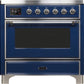 Ilve UMI09NS3MBC Majestic Ii 36 Inch Electric Freestanding Range In Blue With Chrome Trim