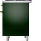 Ilve UPD40FNMPEGGLP Nostalgie Ii 40 Inch Dual Fuel Liquid Propane Freestanding Range In Emerald Green With Brass Trim