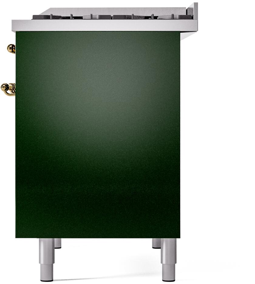 Ilve UPD40FNMPEGGLP Nostalgie Ii 40 Inch Dual Fuel Liquid Propane Freestanding Range In Emerald Green With Brass Trim