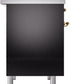 Ilve UPDI406NMPBKG Nostalgie Ii 40 Inch Electric Freestanding Range In Glossy Black With Brass Trim