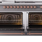 Ilve UP60FSNMPMGPLP Nostalgie Ii 60 Inch Dual Fuel Liquid Propane Freestanding Range In Matte Graphite With Copper Trim