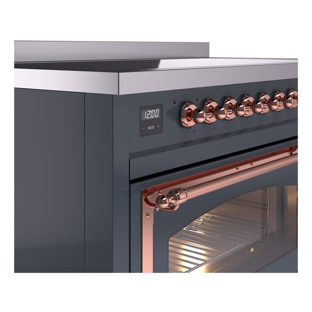 Ilve UNI486NMPBGP Ilve Uni486Nmpbgp Nostalgie Ii Noblesse 48" Induction Range (Triple Glass Door, Blue Grey, Copper)