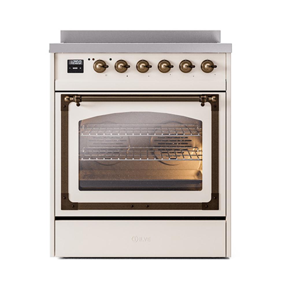 Ilve UNI304NMPAWB Ilve Uni304Nmpawb Nostalgie Ii Noblesse 30" Induction Range (Triple Glass Door, Antique White, Burnished)