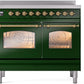 Ilve UPDI406NMPEGG Nostalgie Ii 40 Inch Electric Freestanding Range In Emerald Green With Brass Trim