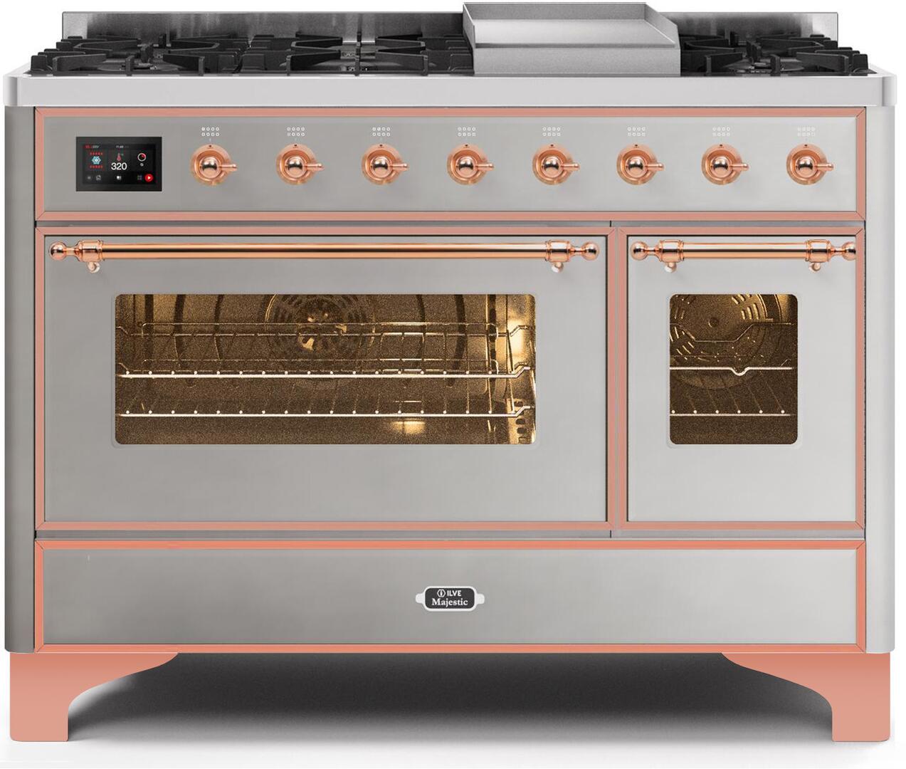 Ilve UM12FDNS3SSP Majestic Ii 48 Inch Dual Fuel Natural Gas Freestanding Range In Stainless Steel With Copper Trim