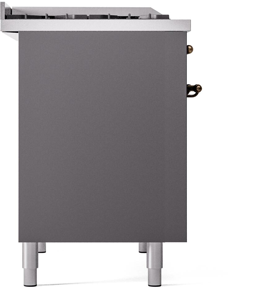 Ilve UPD40FNMPMGB Nostalgie Ii 40 Inch Dual Fuel Natural Gas Freestanding Range In Matte Graphite With Bronze Trim