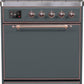 Ilve UM30DQNE3BGB Majestic Ii 30 Inch Dual Fuel Natural Gas Freestanding Range In Blue Grey With Bronze Trim