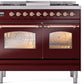 Ilve UPD40FNMPBUPLP Nostalgie Ii 40 Inch Dual Fuel Liquid Propane Freestanding Range In Burgundy With Copper Trim