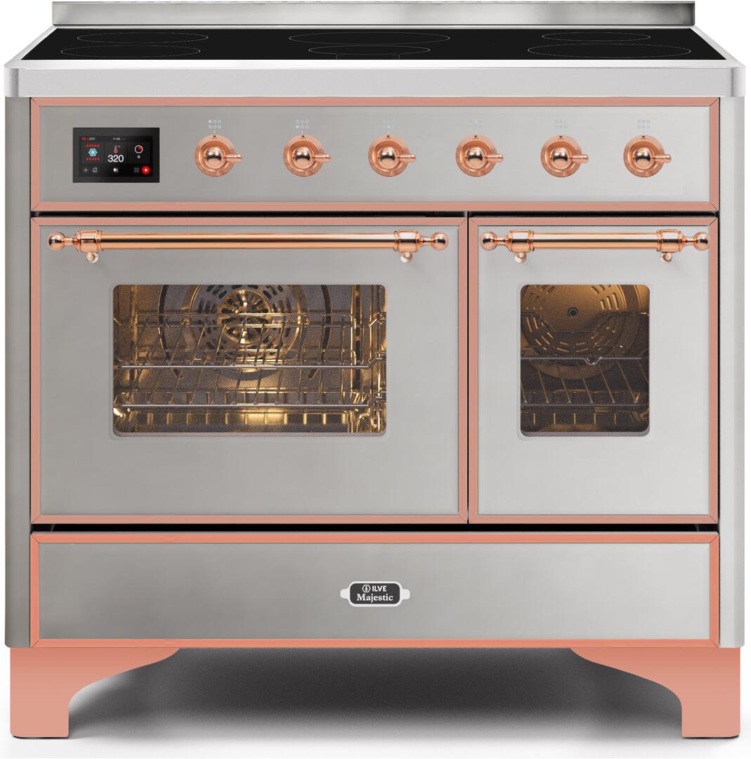 Ilve UMDI10NS3SSP Majestic Ii 40 Inch Electric Freestanding Range In Stainless Steel With Copper Trim