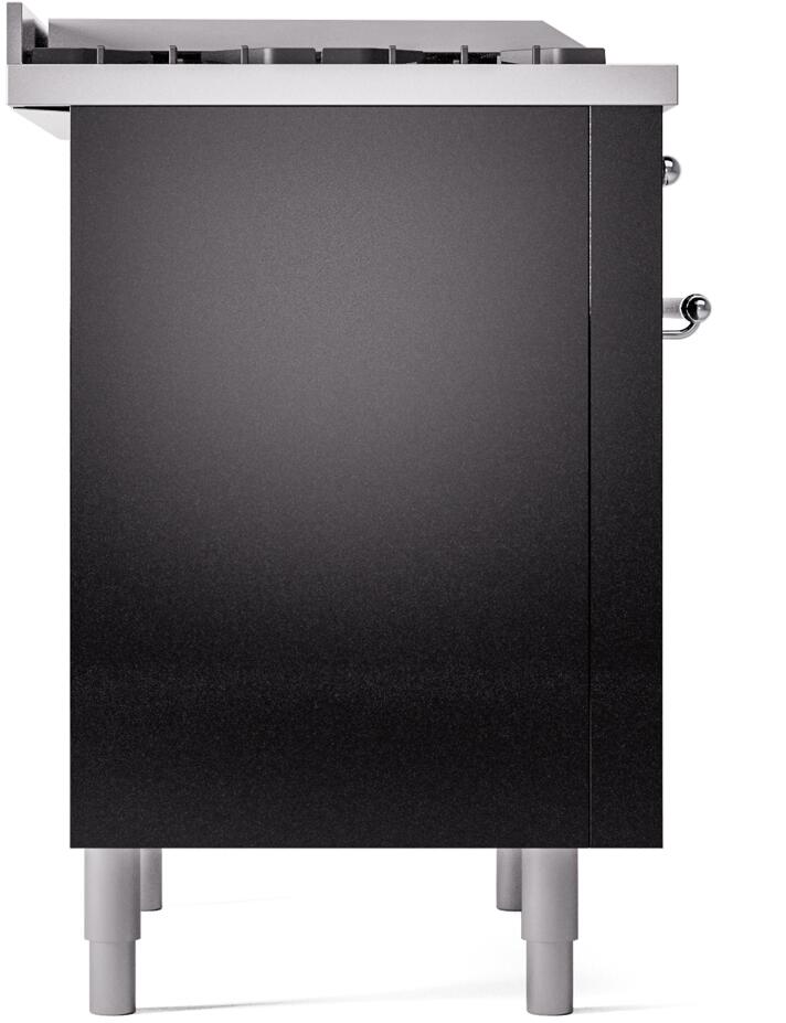 Ilve UP36FNMPBKC Nostalgie Ii 36 Inch Dual Fuel Natural Gas Freestanding Range In Glossy Black With Chrome Trim