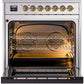 Ilve UP30NMPSSGLP Nostalgie Ii 30 Inch Dual Fuel Liquid Propane Freestanding Range In Stainless Steel With Brass Trim