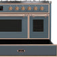 Ilve UMD10FDNS3BGP Majestic Ii 40 Inch Dual Fuel Natural Gas Freestanding Range In Blue Grey With Copper Trim