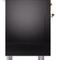 Ilve UP36FNMPBKG Nostalgie Ii 36 Inch Dual Fuel Natural Gas Freestanding Range In Glossy Black With Brass Trim