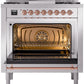 Ilve UP36FNMPSSP Nostalgie Ii 36 Inch Dual Fuel Natural Gas Freestanding Range In Stainless Steel With Copper Trim