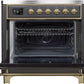 Ilve UMI09NS3MGG Majestic Ii 36 Inch Electric Freestanding Range In Matte Graphite With Brass Trim