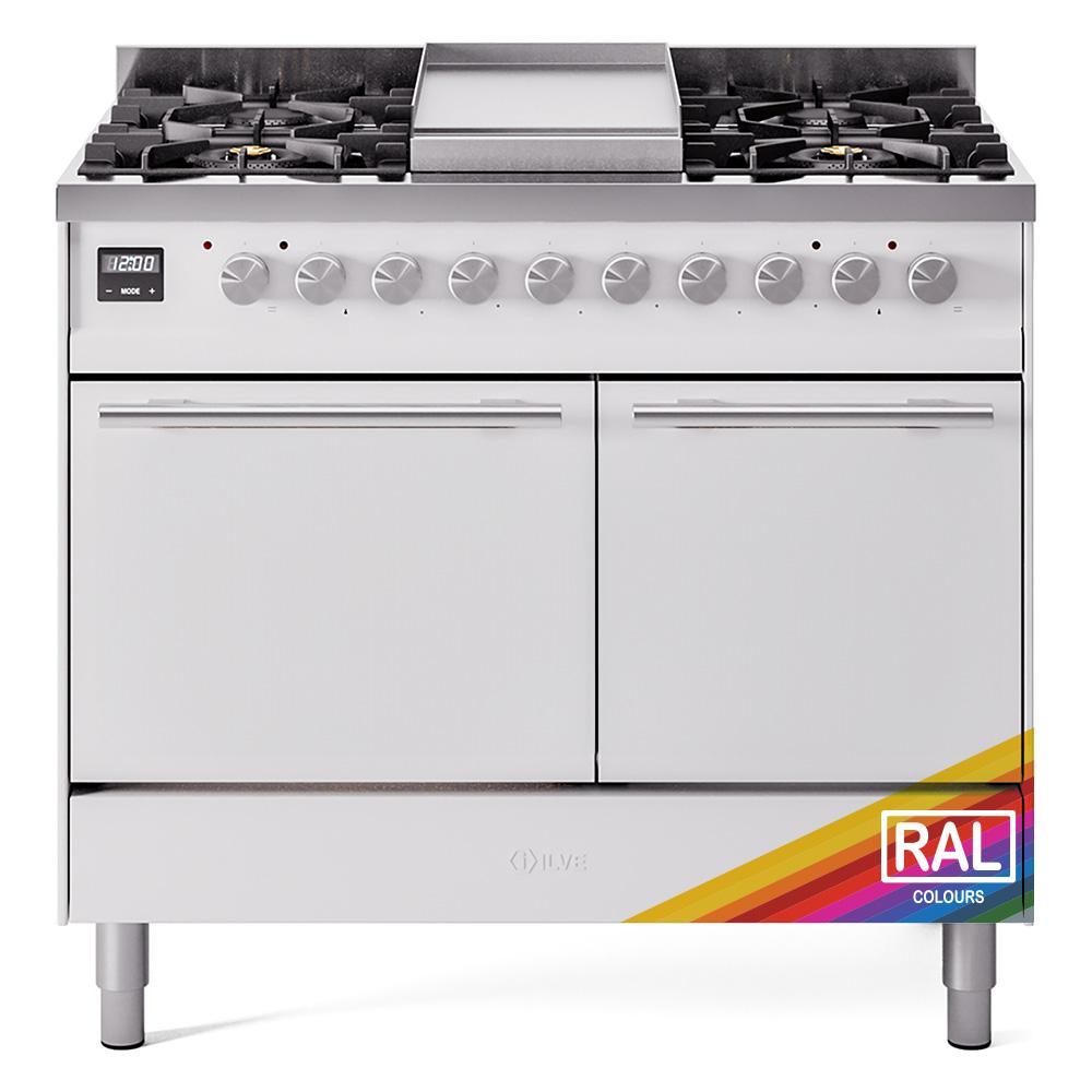 Ilve UPD40FQMPRA Ilve Professional Plus Ii 40 Upd40Fqmpra Freestanding Dual Fuel Range With 6 Sealed Burners Yes Double Oven With Solid Door In Ral Color With Stainless Steel Knobs