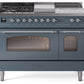 Ilve UP48FSNMPBGCLP Nostalgie Ii 48 Inch Dual Fuel Liquid Propane Freestanding Range In Blue Grey With Chrome Trim