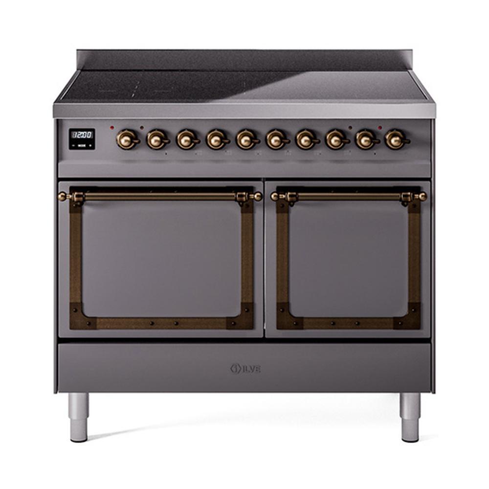 Ilve UNDI406QNMPMGB Ilve Undi406Qnmpmgb Nostalgie Ii Noblesse 40" Induction Range (Solid Door, Graphite Matte, Burnished)