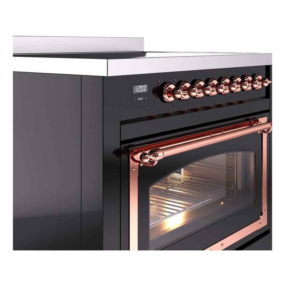 Ilve UNI366NMPBKP Ilve Uni366Nmpbkp Nostalgie Ii Noblesse 36" Induction Range (Triple Glass Door, Glossy Black, Copper)