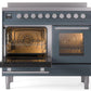 Ilve UPDI406WMPBG Professional Plus Ii 40 Inch Electric Freestanding Range In Blue Grey With Trim