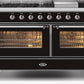 Ilve UM15FDNS3BKCLP Majestic Ii 60 Inch Dual Fuel Liquid Propane Freestanding Range In Glossy Black With Chrome Trim