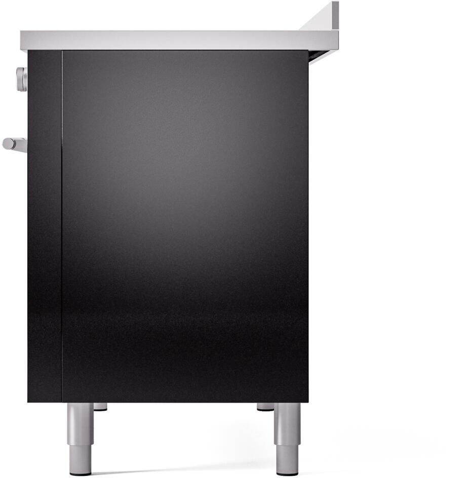 Ilve UPI486WMPBK Professional Plus Ii 48 Inch Electric Freestanding Range In Glossy Black With Trim