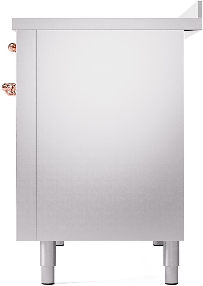 Ilve UPI486NMPSSP Nostalgie Ii 48 Inch Electric Freestanding Range In Stainless Steel With Copper Trim