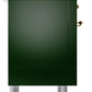 Ilve UP36FNMPEGGLP Nostalgie Ii 36 Inch Dual Fuel Liquid Propane Freestanding Range In Emerald Green With Brass Trim