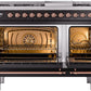 Ilve UP48FNMPBKP Nostalgie Ii 48 Inch Dual Fuel Natural Gas Freestanding Range In Glossy Black With Copper Trim