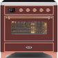 Ilve UMI09NS3BUP Majestic Ii 36 Inch Electric Freestanding Range In Burgundy With Copper Trim