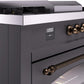 Ilve UP60FSNMPMGB Nostalgie Ii 60 Inch Dual Fuel Natural Gas Freestanding Range In Matte Graphite With Bronze Trim