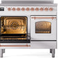 Ilve UPDI406NMPWHP Nostalgie Ii 40 Inch Electric Freestanding Range In White With Copper Trim