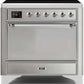 Ilve UMI09QNS3SSC Majestic Ii 36 Inch Electric Freestanding Range In Stainless Steel With Chrome Trim